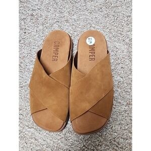 Camper Brutus Brown Nubuck Sandals Shoes Men's Slip On Slides EU 43 US 9.5 New